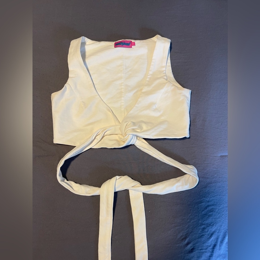 White cropped wrap crop top
